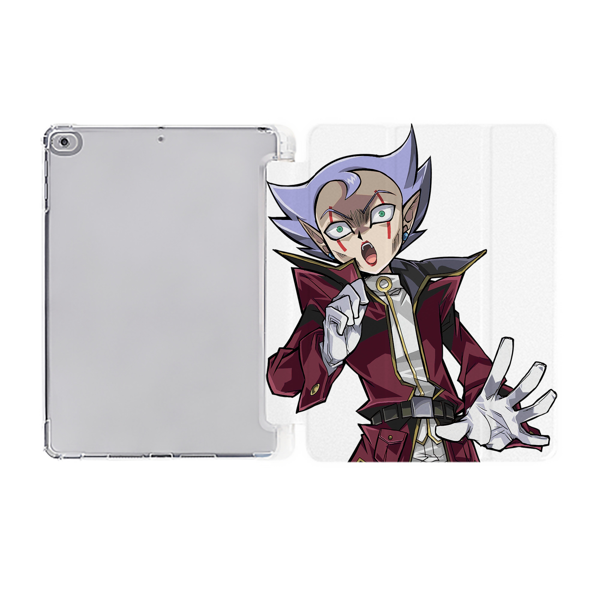 （画像用） 遊☆戯☆王 Yu-Gi-Oh! IPad ケース ペン収納付き 三つ折りスタンド PUレザー×シリコン 対応機種9.5/10.5/10.9インチ
